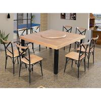 Mesa Jantar Industrial Sophia 1,30M Prato Giratório 8 Cadeiras Paris Pés Alumínio Natural - Marrom - 1