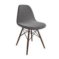 Mesa Jantar Londres Quadrada Branca 90Cm 4 Cadeiras Eames Estofadas Grafite Madeira