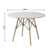 Conjunto De Mesa Eiffel Redondo Tampo De Madeira 110Cm Branco Com 4 Cadeiras Katrina Branca Assento - 3
