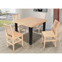 Mesa Jantar Catarina Quadrada 1M Com 4 Cadeiras Confort Ripada - Natural - Marrom - 1