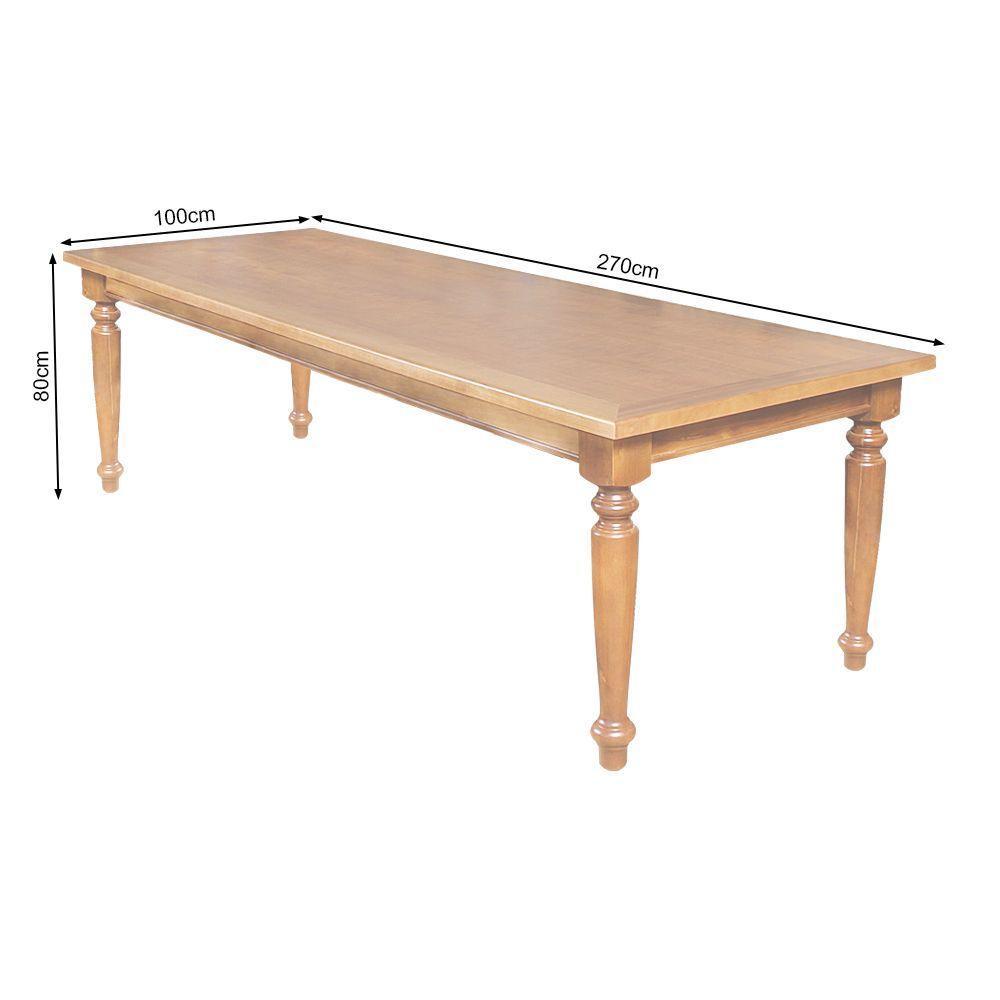 Conjunto Jantar Mesa Franscisca 270X100 Com 10 Cadeiras Ripada Confort Natural - Marrom - 4
