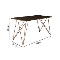 Mesa Jantar Industrial Trama 1,40X0,80M Amêndoa Com 4 Cadeiras Estofadas Vitória Marrom E Cobre - 2