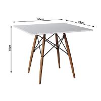 Jogo De Mesa Eiffel Quadrado Tampo De Madeira 90Cm Branco Com 4 Cadeiras Katrina Vermelhao Be