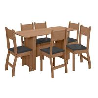 Conjunto Mesa De Jantar 6 Lugares Milano Carvalho Com Preto - 1