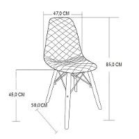 Mesa Jantar Londres Quadrada Branca 90Cm 4 Cadeiras Eames Estofadas Vermelho Madeira - 2