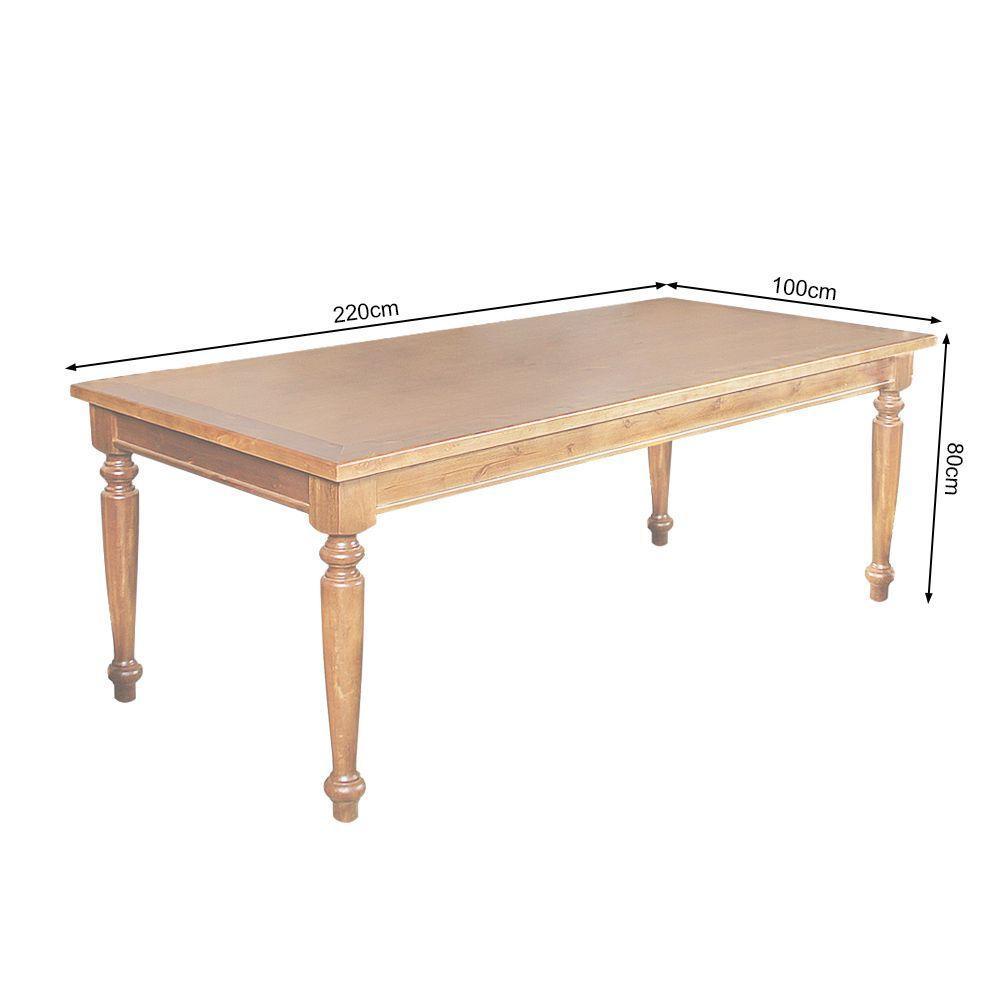 Conjunto Jantar Mesa Rústica Franscisca 220X100 Com 8 Cadeiras Ripada Confort Natural - Marrom - 4