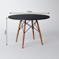 Jogo De Mesa 4 Cadeiras Pretas Dkr 110 Cm Base Madeira Tampo Preto - 3