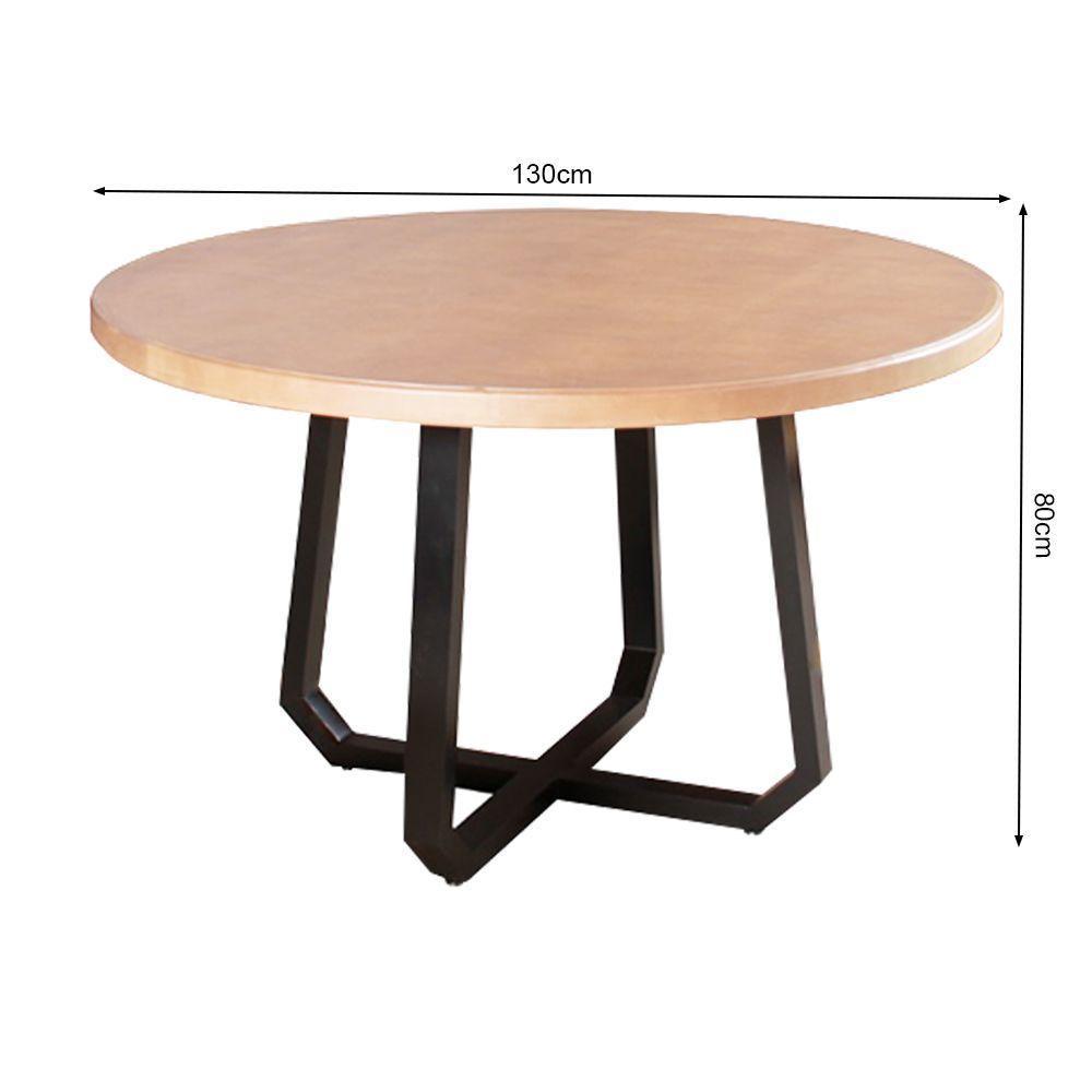 Mesa Jantar Redonda Clarisse 1,30M Com 6 Cadeiras Paris Base Alumínio - Natural - Marrom - 4