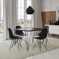 Mesa Sala De Jantar Industrial Preta 120X75 Com 4 Cadeiras Pretas De Ferro Preto Cor: Preto - 1