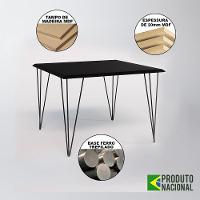 Mesa Sala De Jantar Industrial Preta 120X75 Com 4 Cadeiras Pretas De Ferro Preto Cor: Preto - 5