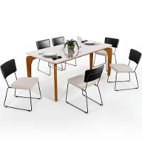 Mesa De Jantar 160cm Off White Com 6 Cadeiras Preto Cru - 1