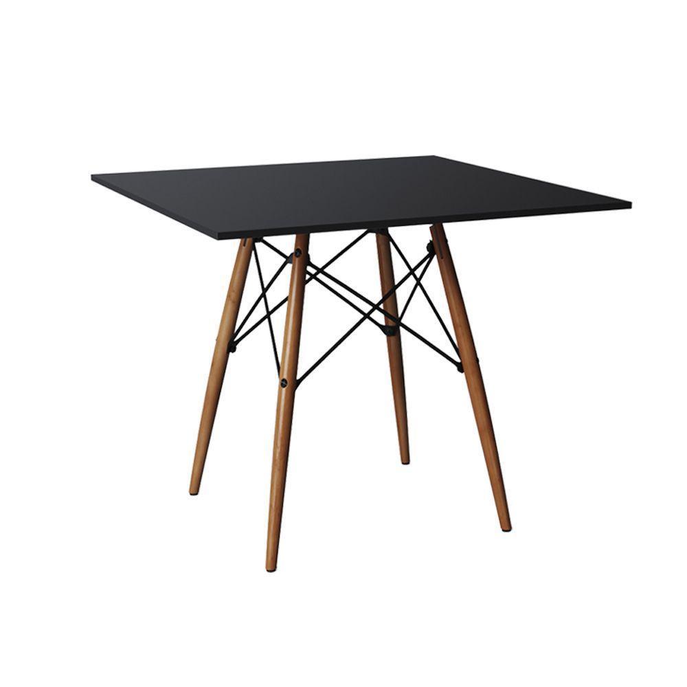Conjunto De Mesa Eiffel Quadrado Tampo De Madeira 90Cm Preto Com 4 Cadeiras Katrina Brancao - 5