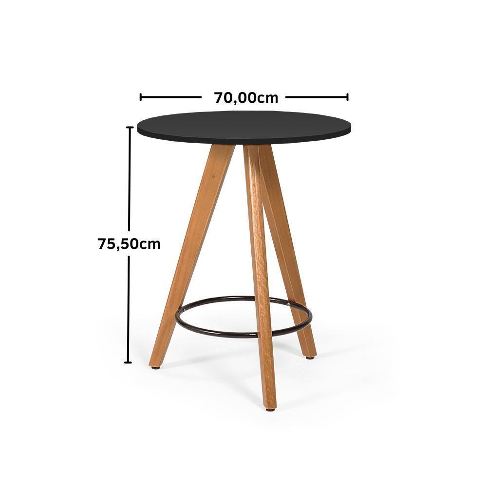 Conjunto Mesa Redonda Aline 70Cm Preta Com 2 Cadeiras Eames Eiffel - Preto - 2