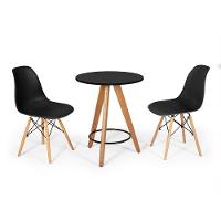 Conjunto Mesa Redonda Aline 70Cm Preta Com 2 Cadeiras Eames Eiffel - Preto - 1