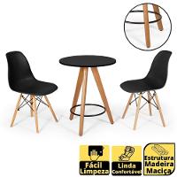 Conjunto Mesa Redonda Aline 70Cm Preta Com 2 Cadeiras Eames Eiffel - Preto - 6