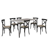 Conjunto Mesa De Jantar Elen Com 6 Cadeiras Katrina Base Preta E Tampo Branco 150Cm - Cor: Preto - 1