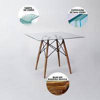 Conjunto Sala De Jantar Mesa Quadrada Vidro 90Cm 4 Cadeiras Pretas Cor: Preto - 5