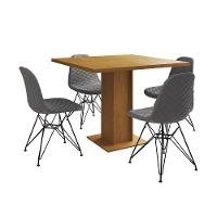 Mesa Jantar Londres Quadrada Canela 90Cm 4 Cadeiras Eames Estofadas Grafite Ferro Preto - 7