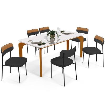 Mesa De Jantar Capri Off White 6 Cadeiras B05 Grafite Caramelo