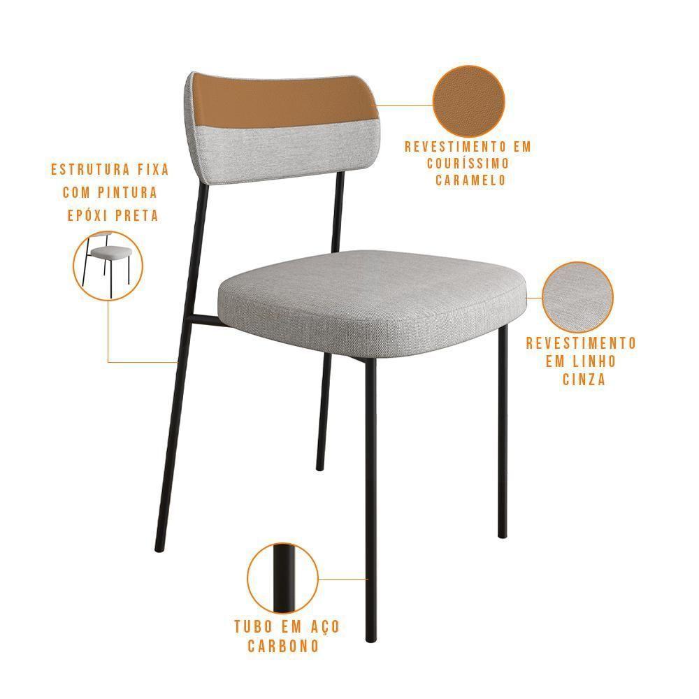Mesa De Jantar Capri Off White E 6 Cadeiras Cinza Caramelo - 8
