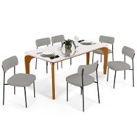 Mesa De Jantar 160cm Off White Nature Com 6 Cadeiras Cinza - 1