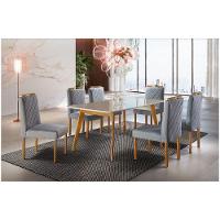Conjunto Sala Jantar 6 Lugares Off-White e Cinza Grafite - 1