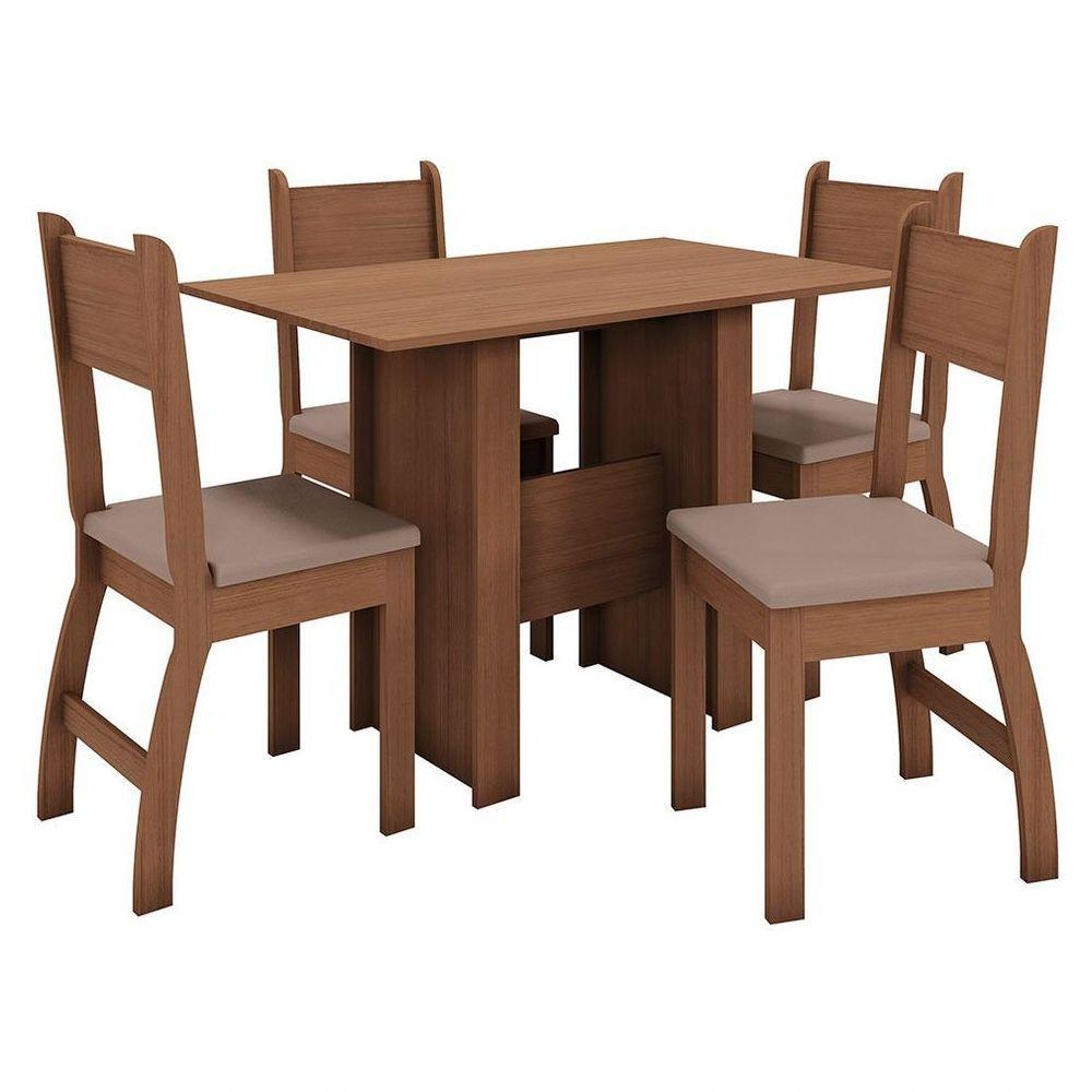 Conjunto Mesa De Jantar 4 Lugares Milano Carvalho Com Savana - 1