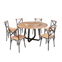 Mesa Jantar Redonda Prato Giratório Clarisse 1,60M 6 Cadeiras Paris Base Alumínio Natural - Marrom - 1