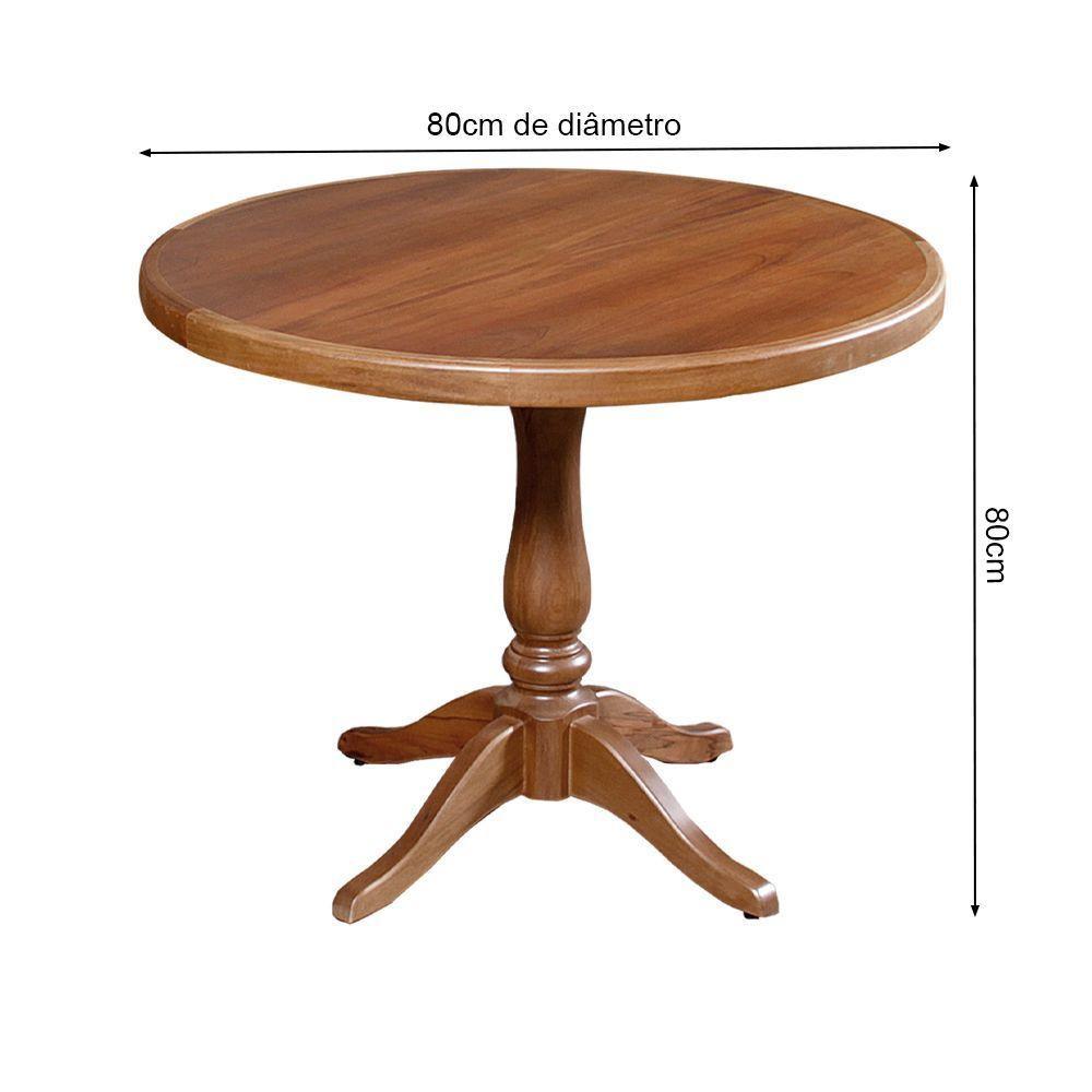 Mesa Jantar Redonda 80Cm Madalena 4 Cadeiras Paris Base Alumínio Castanho - Marrom - 4