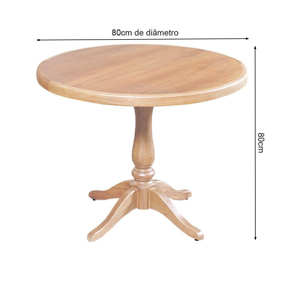 Mesa Jantar Redonda 80Cm Madalena 4 Cadeiras Paris Base Alumínio Natural - Marrom - 4