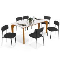 Mesa De Jantar 160cm Off White Com 6 Cadeiras Grafite - 1