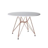 Mesa De Jantar Redonda 90Cm Branca Com 4 Poltronas Brancas Ferro Cobre Cor: Preto - 5