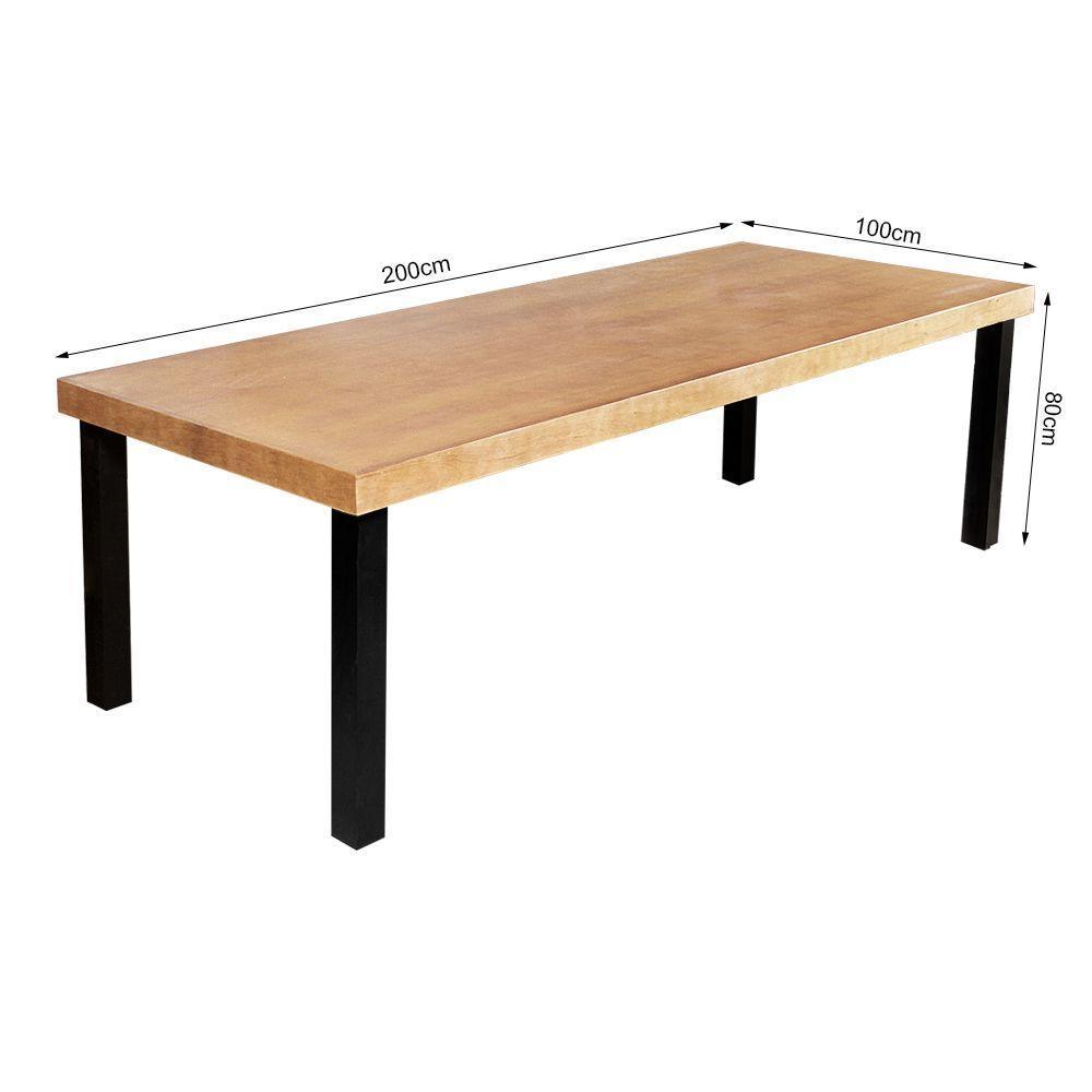 Mesa Jantar Retangular Industrial 2M Arlete Com 8 Cadeiras Paris Base Alumínio - Natural - Marrom - 4