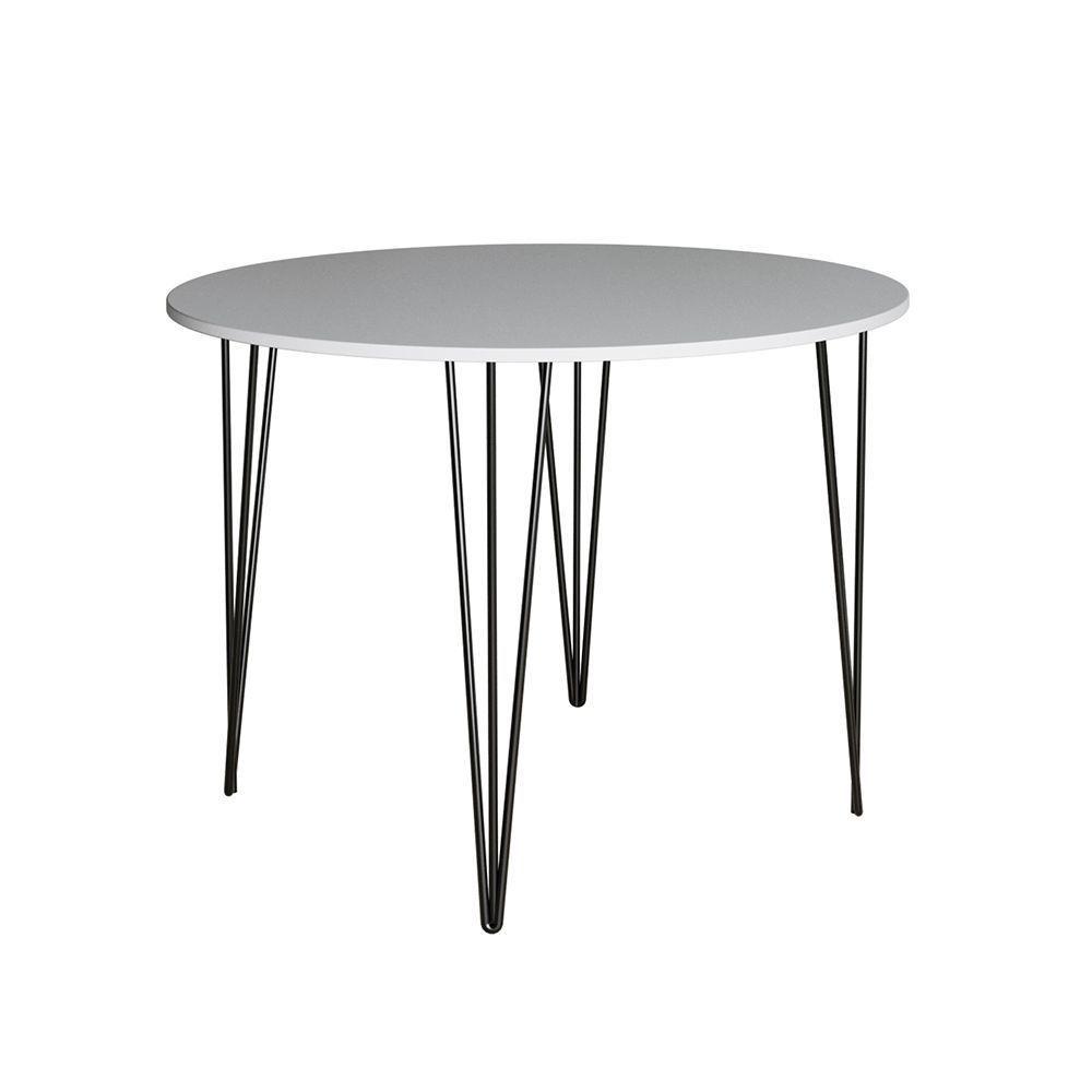 Mesa Com 4 Cadeiras Katrina Preta Elen Hairpin 110Cm Jantar Branca Com Ferro Preto - Cor: Preto - 6