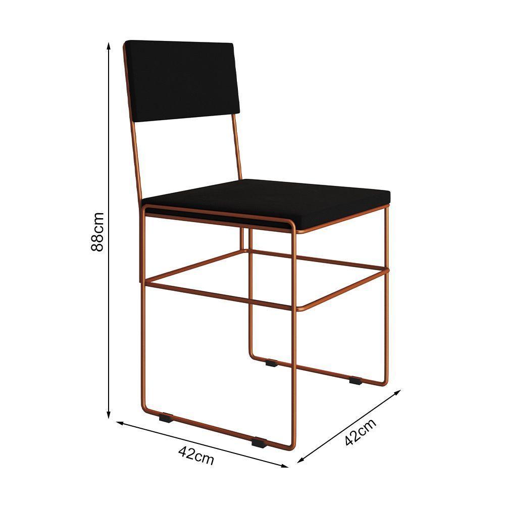Mesa Jantar Industrial Trama 1,40X0,80M Preta Com 4 Cadeiras Estofadas Vitória Cobre E Preta - 3