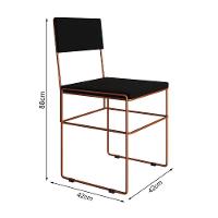 Mesa Jantar Industrial Trama 1,40X0,80M Preta Com 4 Cadeiras Estofadas Vitória Cobre E Preta - 3