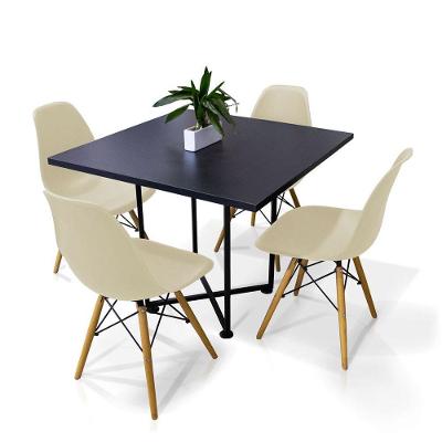 Kit 04 Cadeiras Nude E 01 Mesa De Jantar 04 Lugares Jade 90 Cm Preto Industrial Preto