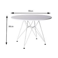 Sala De Jantar Mesa Redonda Vidro 90Cm Base Ferro Branco Com 4 Cadeiras Brancas Cor: Branco - 3