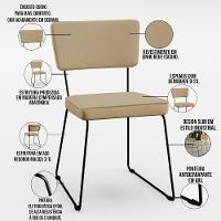 Mesa De Jantar 160cm Off White Com 6 Cadeiras Bege Escuro - 9