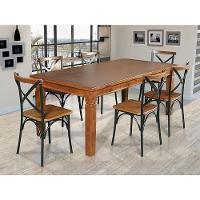 Mesa Jantar Retangular Aurora 160X80 Com 6 Cadeiras Paris Base Alumínio - Castanho - Marrom - 1