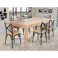 Mesa Jantar Retangular Aurora 160X80 Com 6 Cadeiras Paris Base Alumínio - Natural - Marrom - 1