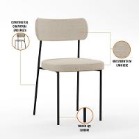 Mesa De Jantar 160cm Off White Nature Com 6 Cadeiras Bege - 8