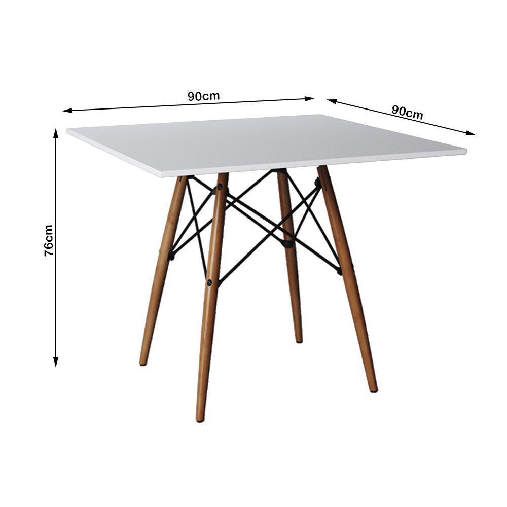 Conjunto De Mesa Eiffel Quadrado Tampo De Madeira 90Cm Branco Com 4 Cadeiras Katrina Off White - 3