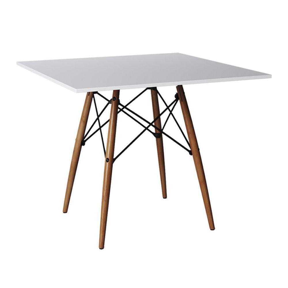Conjunto De Mesa Eiffel Quadrado Tampo De Madeira 90Cm Branco Com 4 Cadeiras Katrina Off White - 5