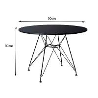 Mesa Jantar De Ferro Preto Tampo Redondo 90Cm Preto 4 Cadeiras Preta