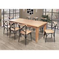 Mesa Jantar Retangular Aurora 200X100 Com 8 Cadeiras Paris Base Alumínio - Natural - Marrom - 1