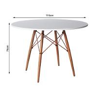 Conjunto De Mesa Eiffel Redondo Tampo De Madeira 110Cm Branco Com 4 Cadeiras Cobre - Branco - 3