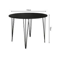Mesa Jantar Redonda Preta Elen 110Cm Hairpin Com 4 Cadeiras Katrina Preta - Preto
