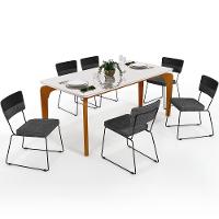 Mesa 160cm Off White Com 6 Cadeiras Preto Cinza Escuro - 1