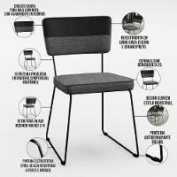 Mesa 160cm Off White Com 6 Cadeiras Preto Cinza Escuro - 8
